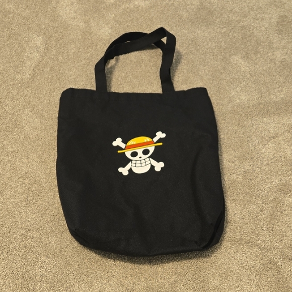 Handbags - Anime Black Skull and Crossbones Tote Bag